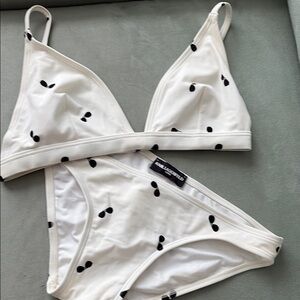 Karl Lagerfeld White Bikini with Black Sunglasses Print